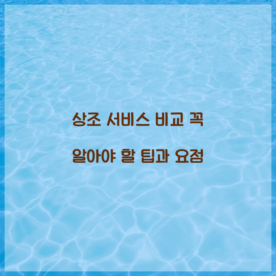 상조 서비스 비교