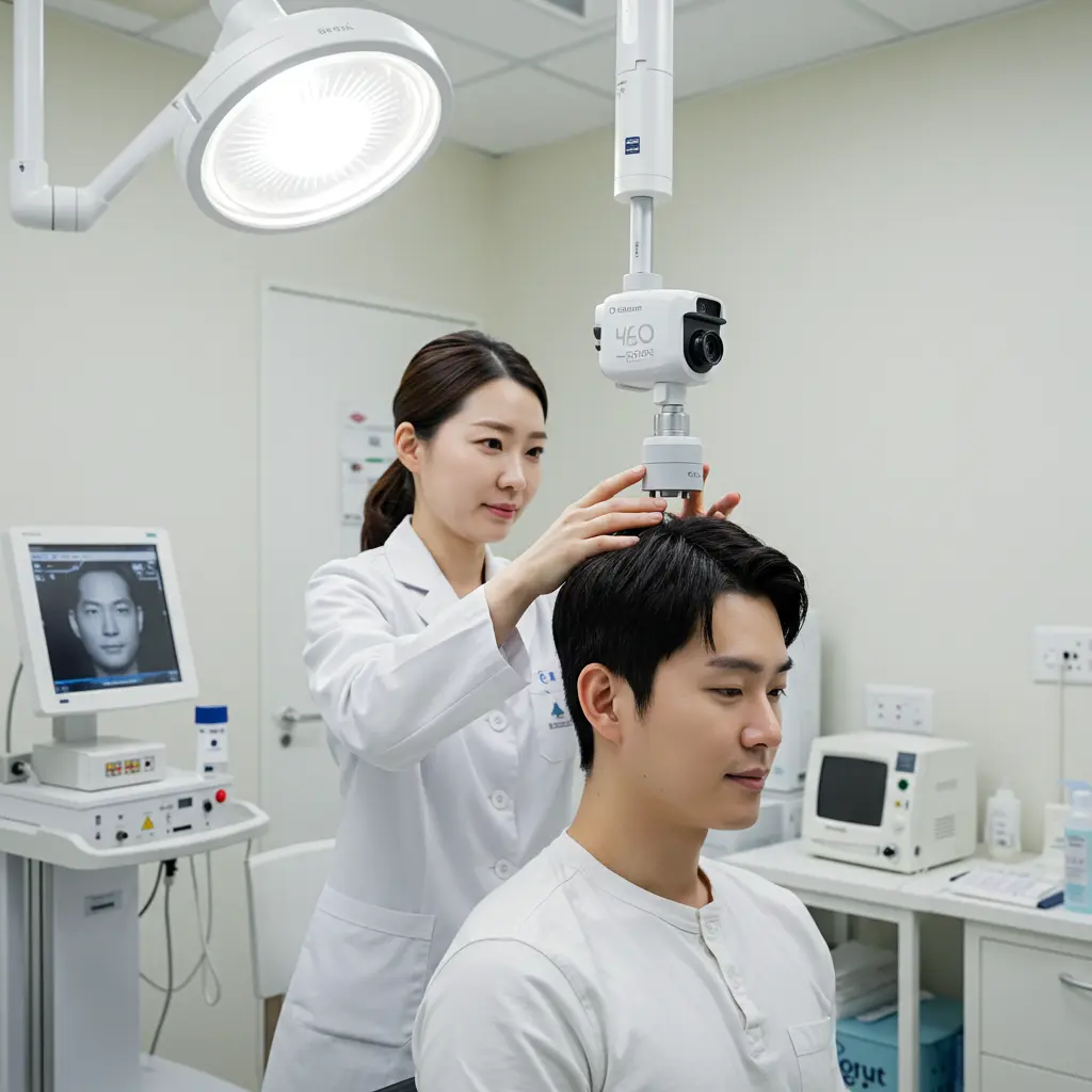 50대 남성 전립선 질환과 탈모의 관계가 있는지 검사하는 남성 이미지