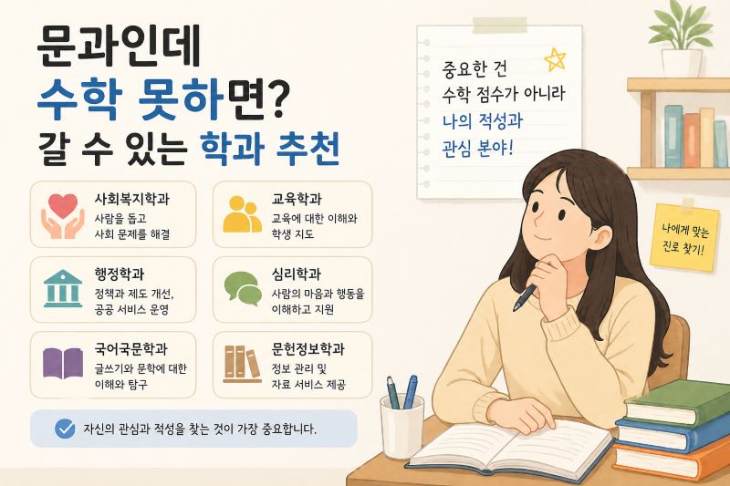 문과 수학 약한 학생 진로 학과 추천 이미지