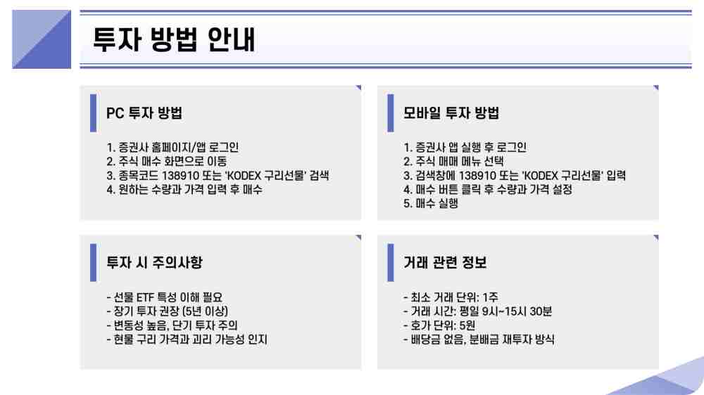 KODEX 구리선물(H) ETF 주가 수익률 투자 방법 전망