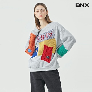 BNX 비엔엑스 기모 라운드넥 앤드 패치 맨투맨 BT4TS070L0