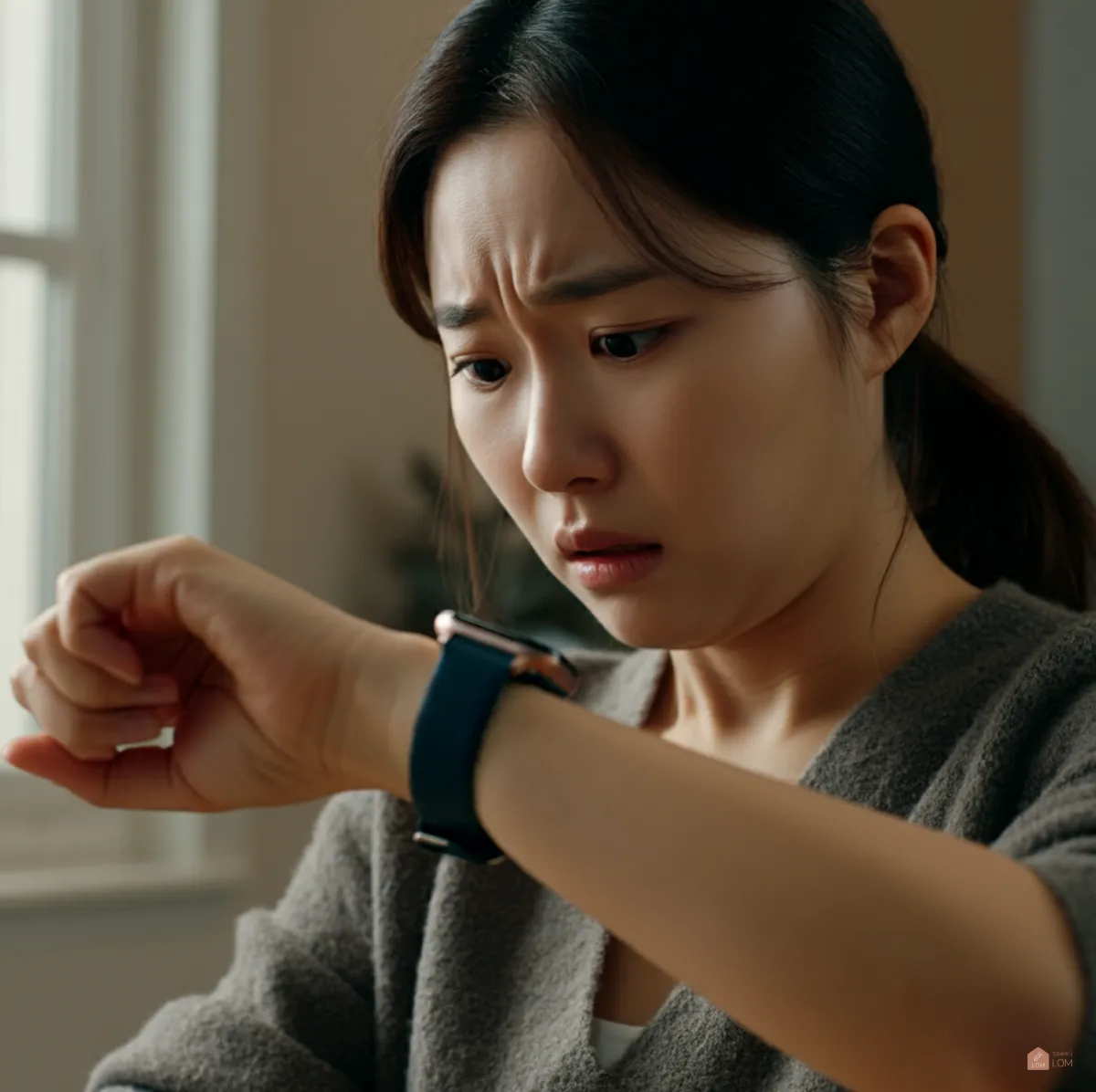 망가진-애플워치바라보는-한국여자04