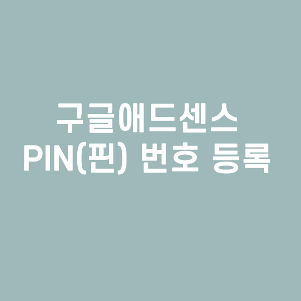 구글 애드센스 핀번호 등록