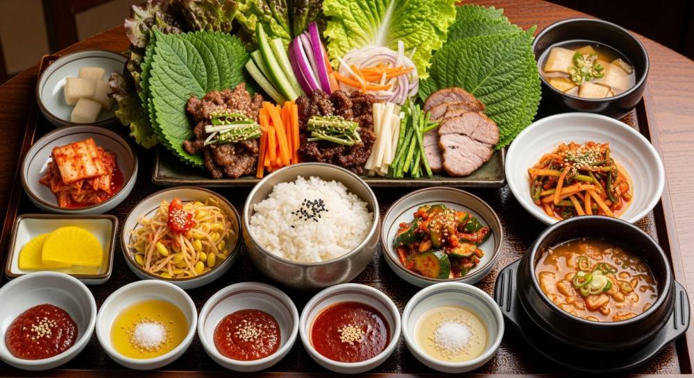 고기쌈밥정식 음식 사진
