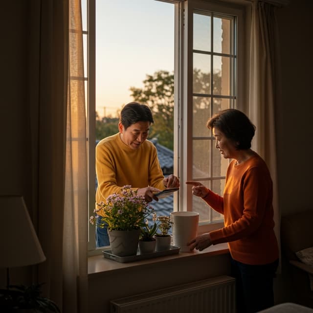 가을 모기 예방을 위한 집안 점검 장면