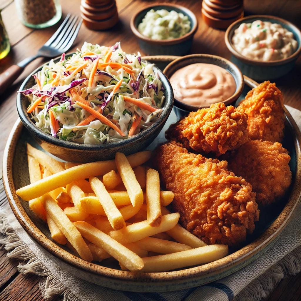 튀김에는 코우슬로 샐러드 먹기