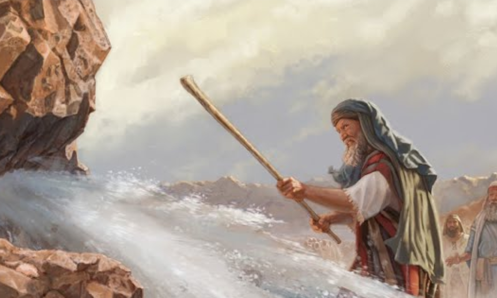 지팡이로 바위를 치는 모세