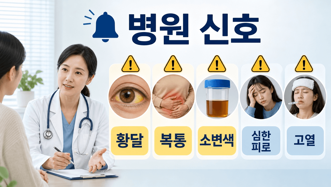 간수치가 높을 때 황달 복통 소변색 변화 등 병원 확인이 필요한 신호