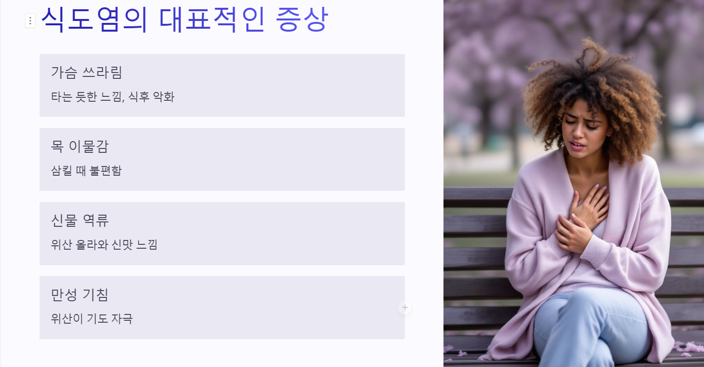 식도염 증상 관련 이미지