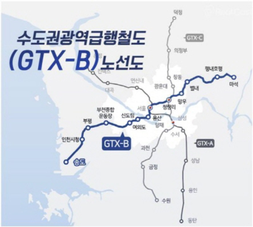 GTX - B 노선도