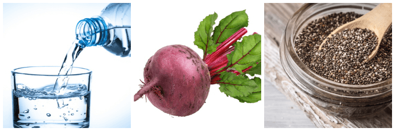 물, 레드비트, 치아씨드 사진