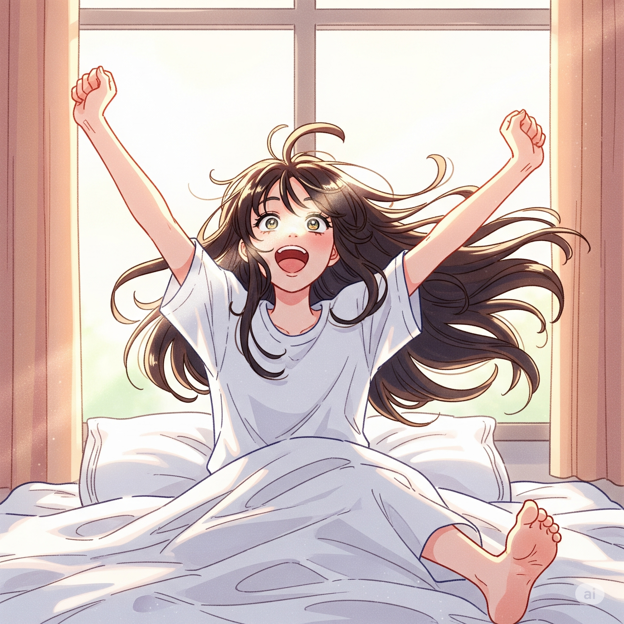 수면 부족으로 스트레스 받는 모습과 충분한 수면으로 안정된 모습