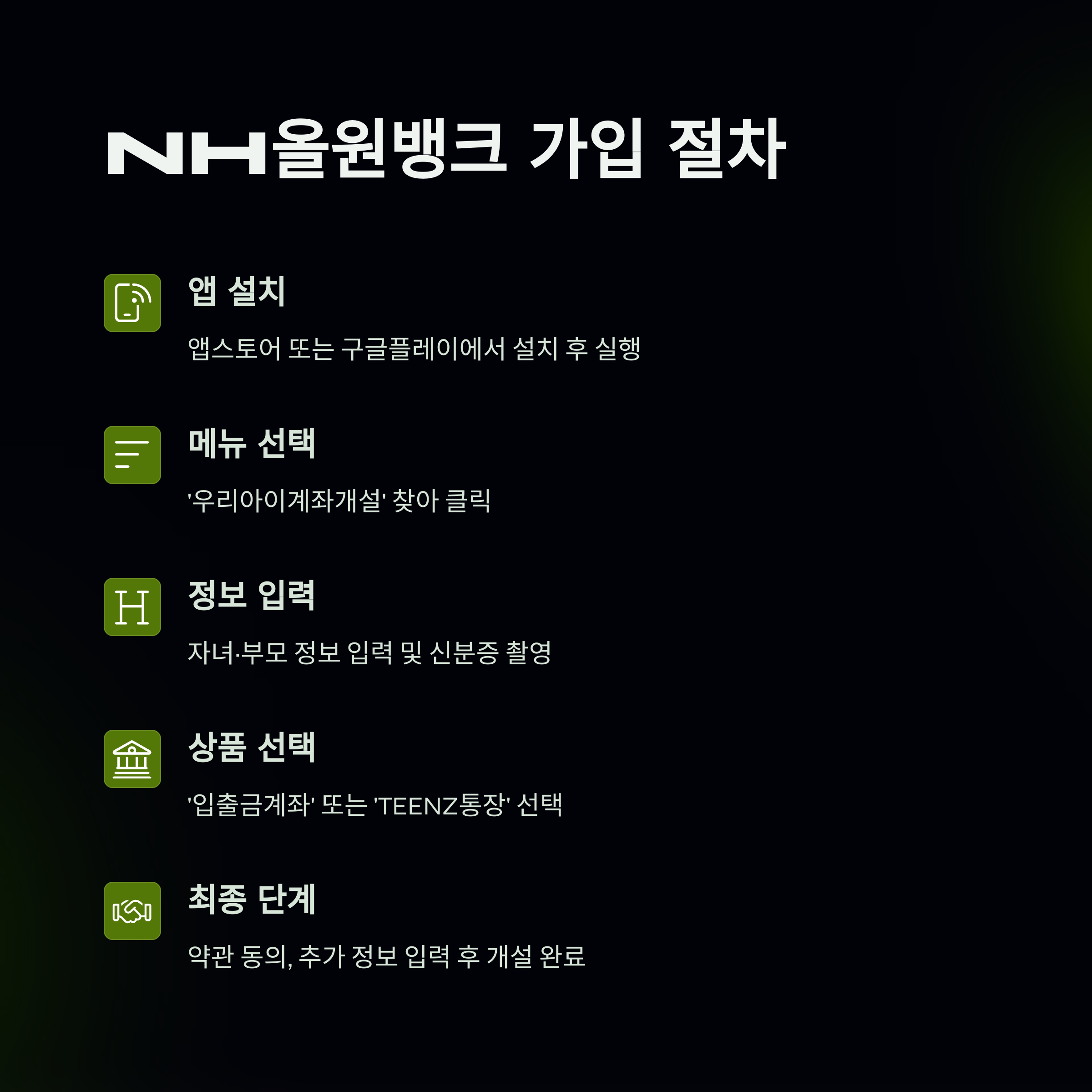 NH올원 TeenZ적금 신청 방법