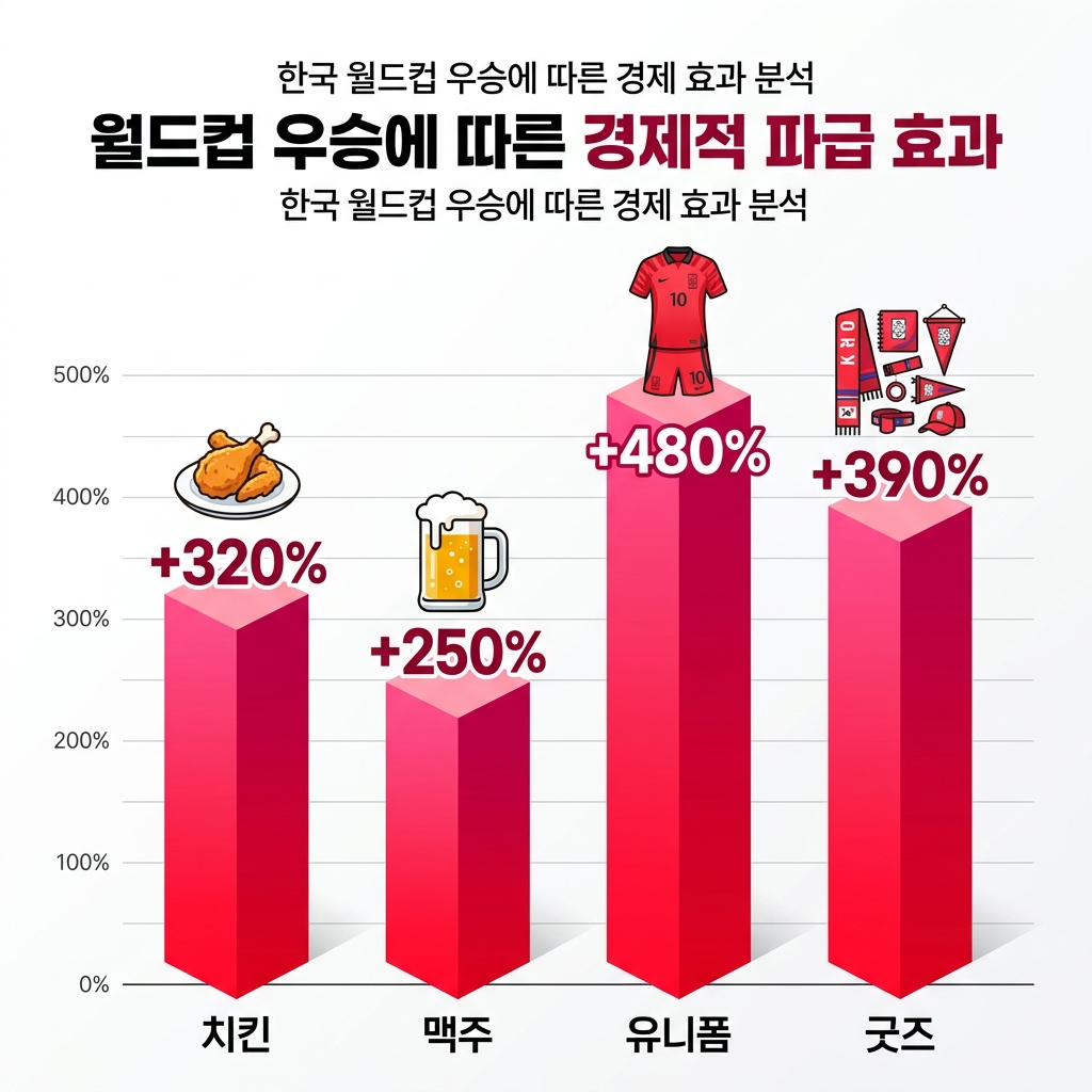 한국 월드컵 승리 경제 효과 치킨 맥주 유니폼 굿즈 매출 증가 그래프