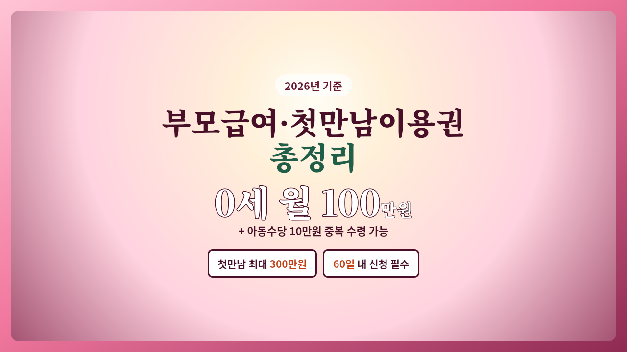 부모급여와 첫만남이용권 지원금액 요약, 0세 월 100만 원과 60일 신청 기한 안내