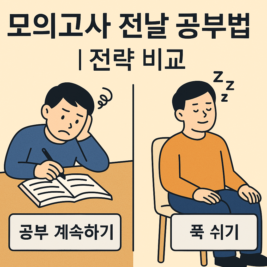 모의고사 전날 공부법 전략 비교 인포그래픽