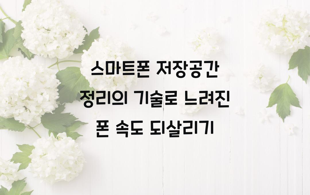  스마트폰 저장공간 정리의 기술, 느려진 폰 빠르게 만드는 방법