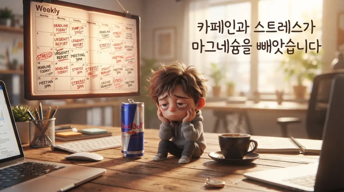 카페인 섭취와 스트레스로 인한 체내 마그네슘 배출 원인