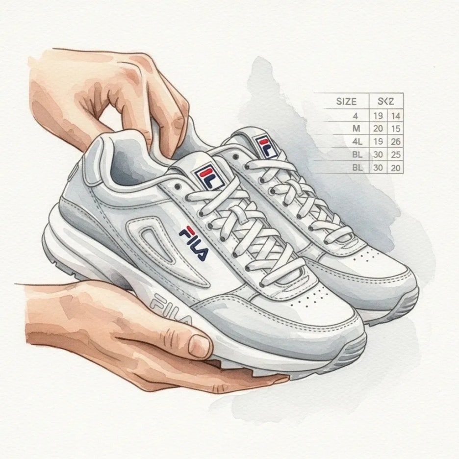 휠라 글리오 운동화와 사이즈 차트