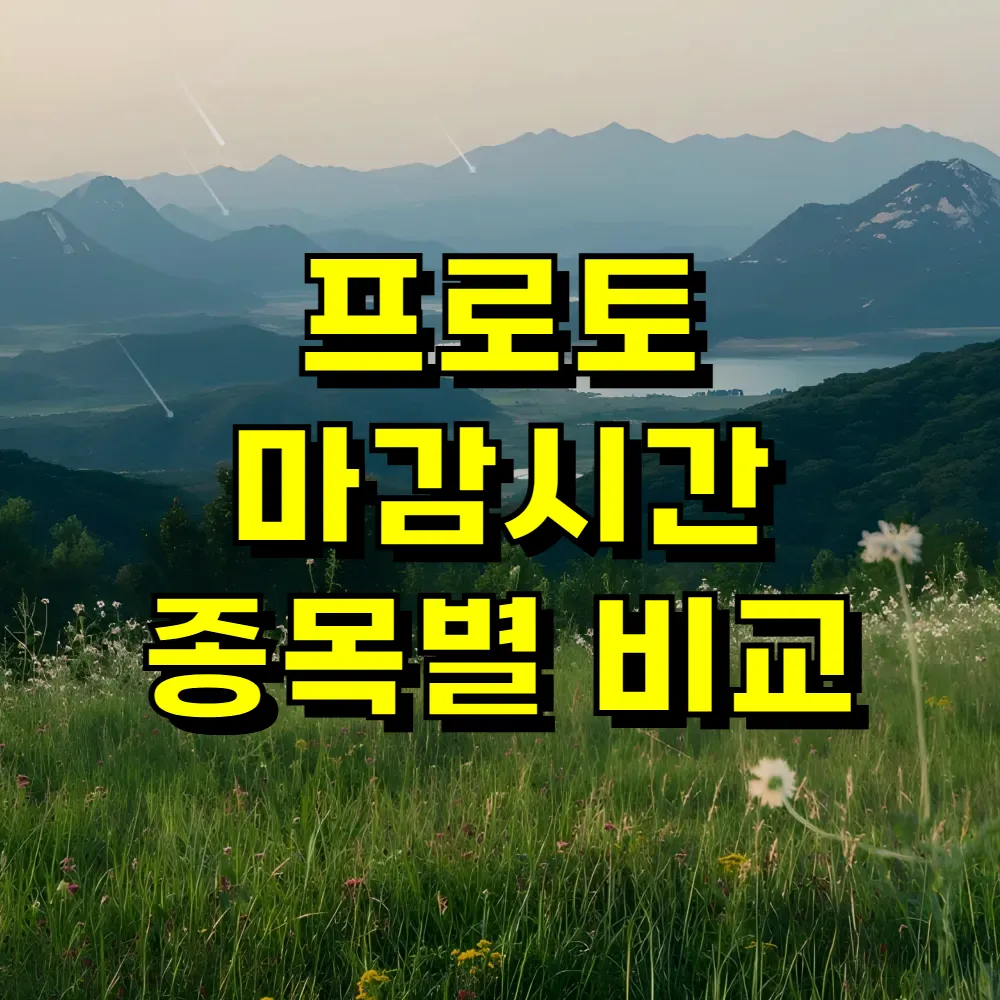 프로토 마감시간 종목별 비교