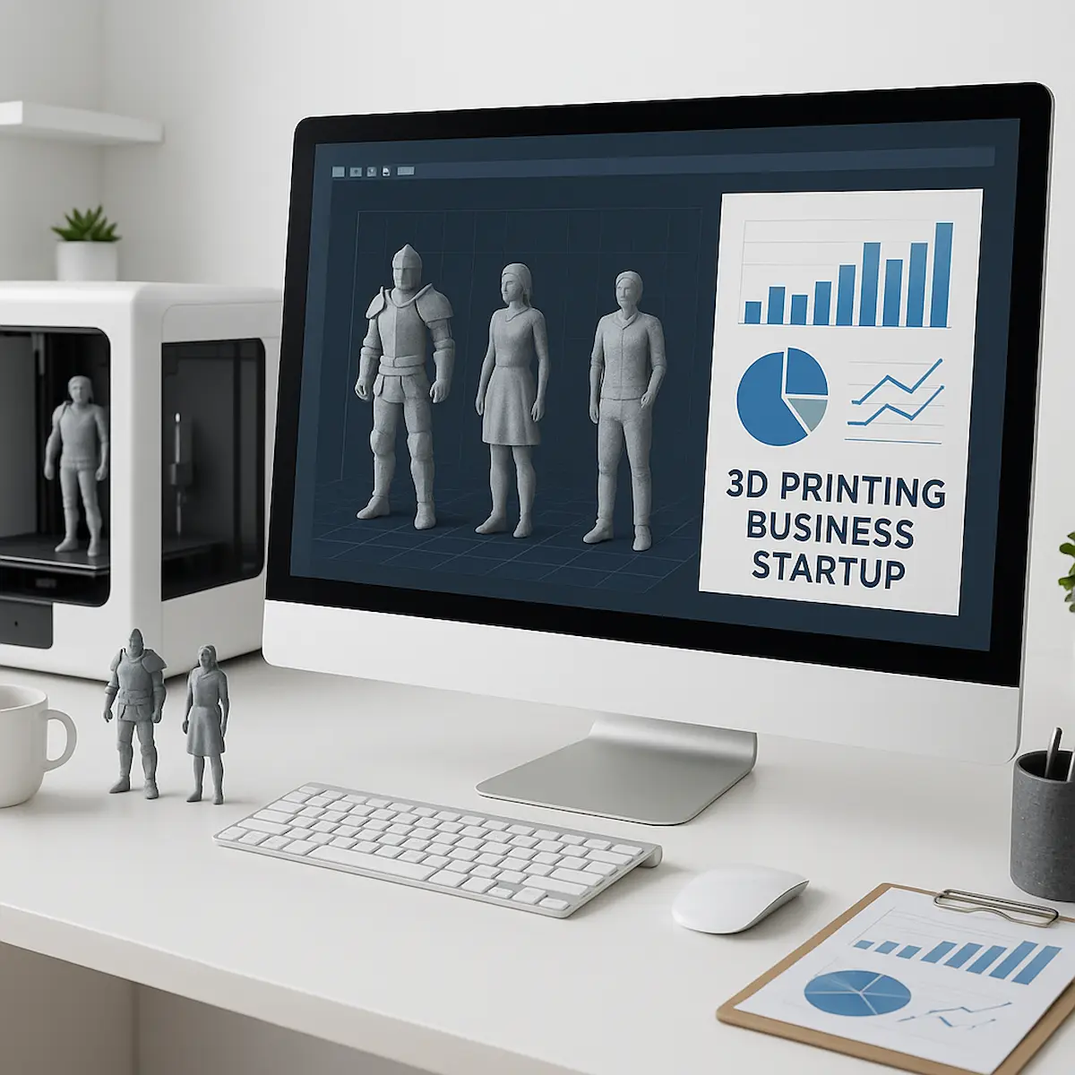 3D프린팅 피규어 창업을 위한 수익화 방법과 유의점이 정리된 컴퓨터 화면, 인물 없이 정보가 표시된 장면
