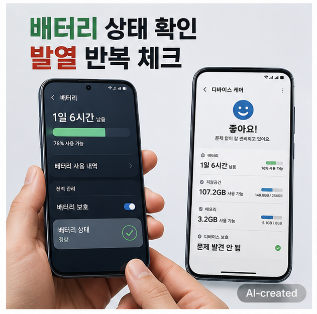 갤럭시 S26 기다리기 가능한 상태와 바로 교체가 필요한 상태를 비교하는 이미지