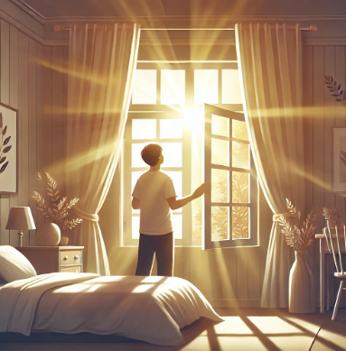 창문 열고 햇살 맞기