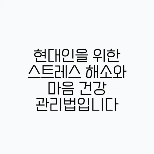 현대인을 위한 스트레스 해소와 마음 건강 관리법입니다