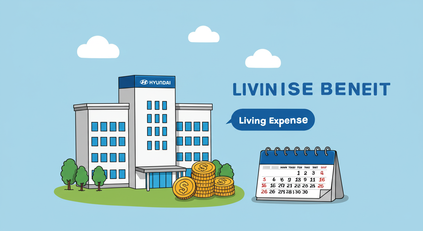 현대해상 암보험의 생활비 보장을 표현한 병원과 달력 그림