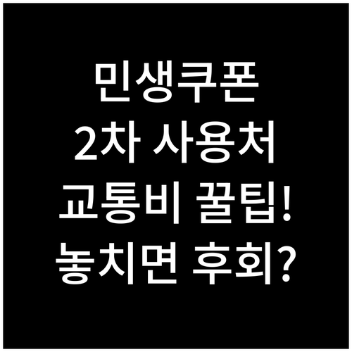 민생회복 소비쿠폰 2차 사용처와 교통..