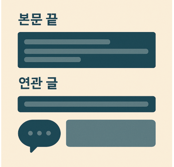 본문→연관 글→댓글 폼으로 이어지는 배치 와이어프레임