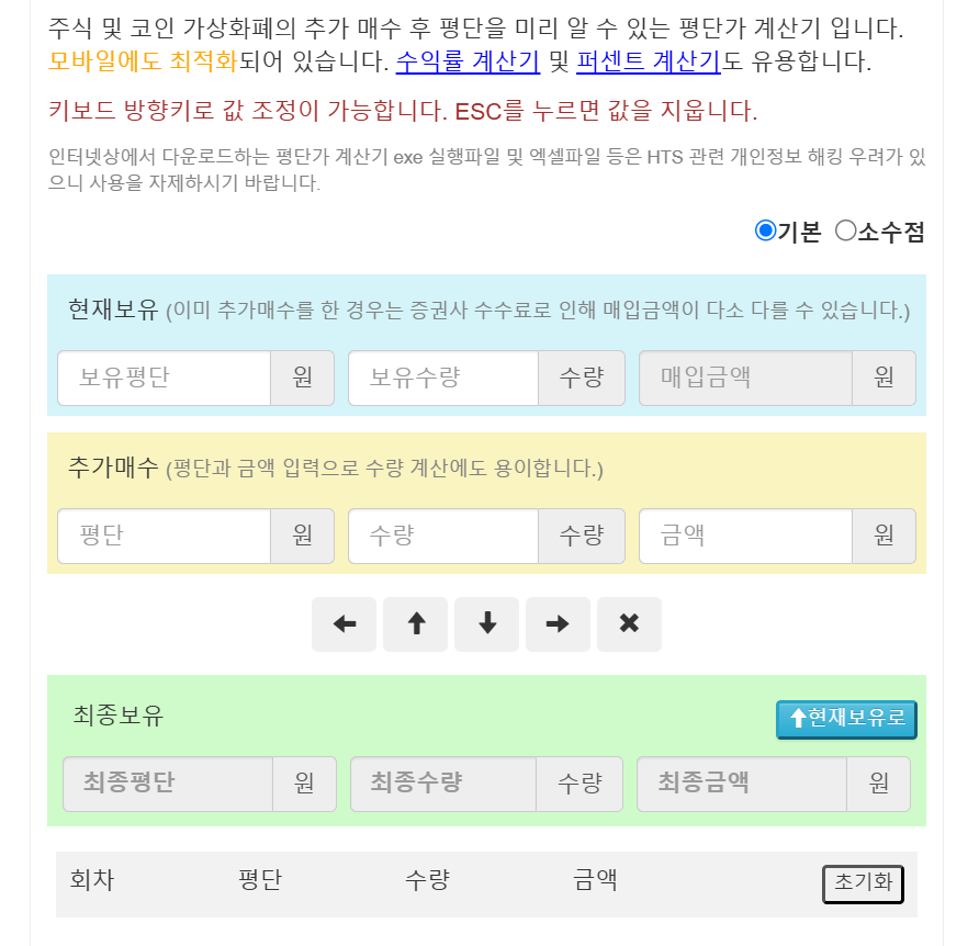 물타기 계산기 사용 방법