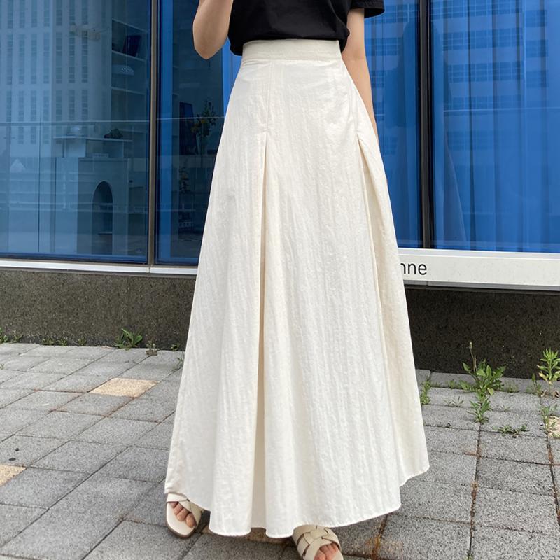 플레어 주름 롱맥시 바스락 프라다원단 스커트 44-77