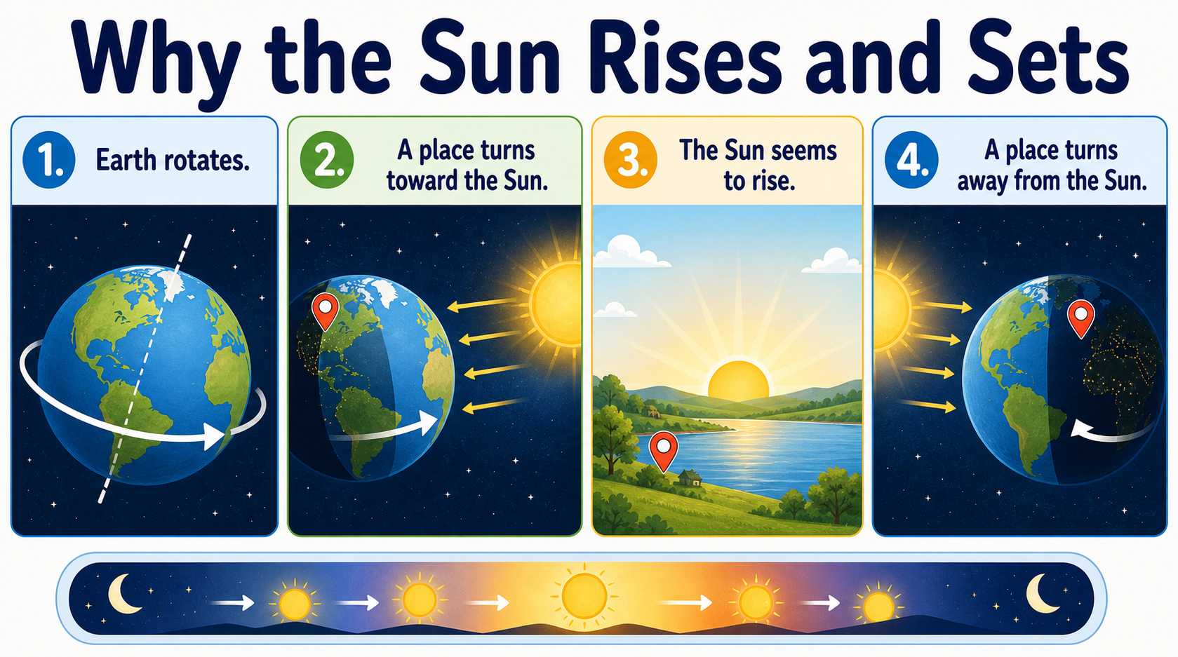 Infographic explaining why the Sun rises and sets