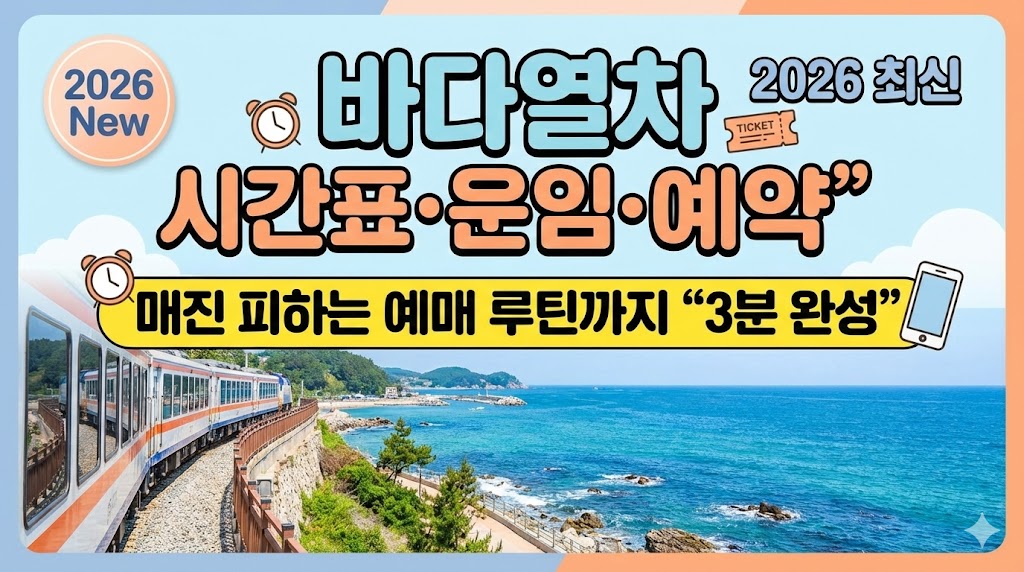 바다열차 시간표&middot;운임&middot;예약 2026 최신｜매진 피하는 예매 루틴까지 &ldquo;3분 완성&rdquo;