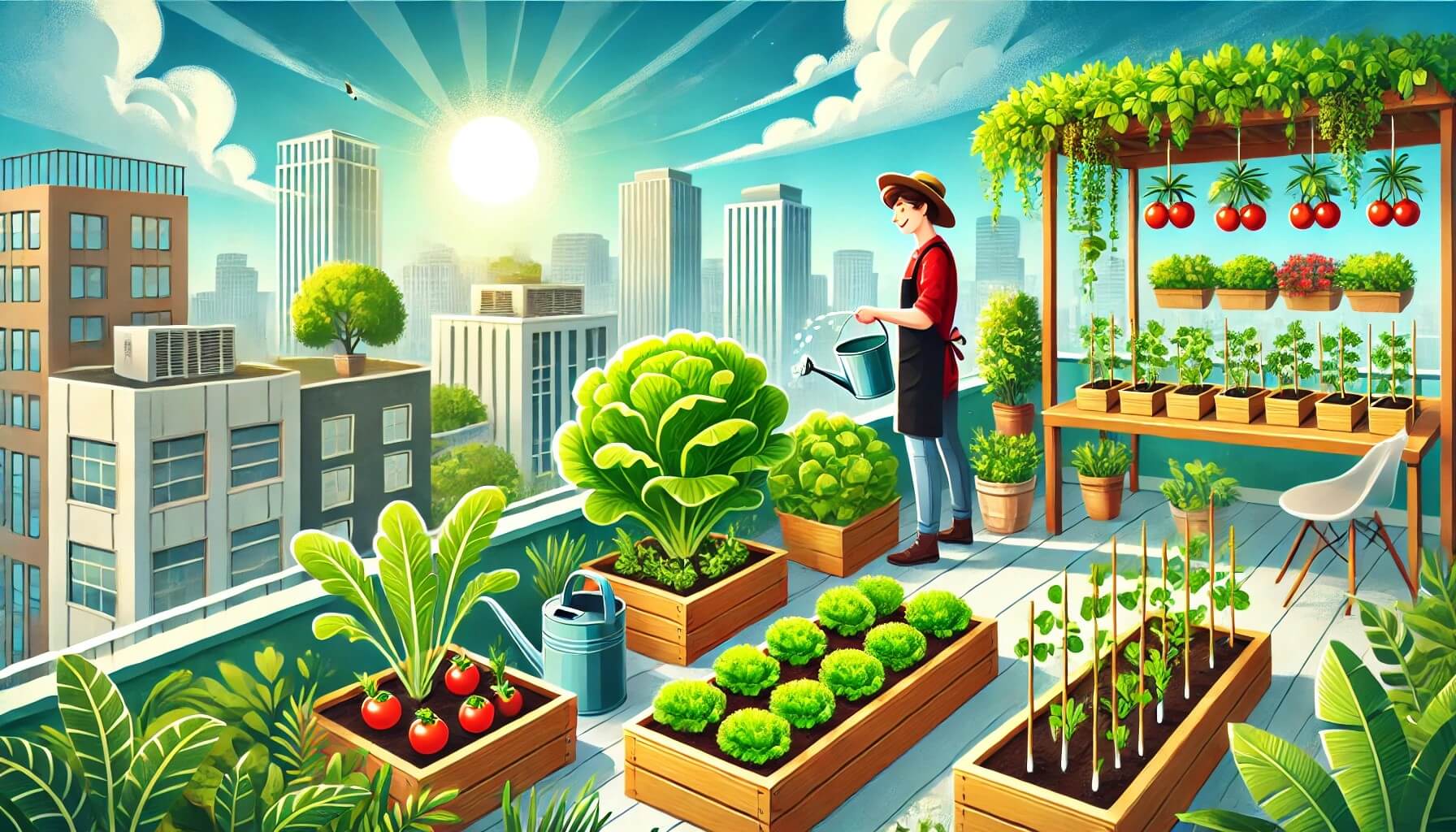 도시 속에서도 자연을 가까이하는 삶을 담은 도시 텃밭 이미지