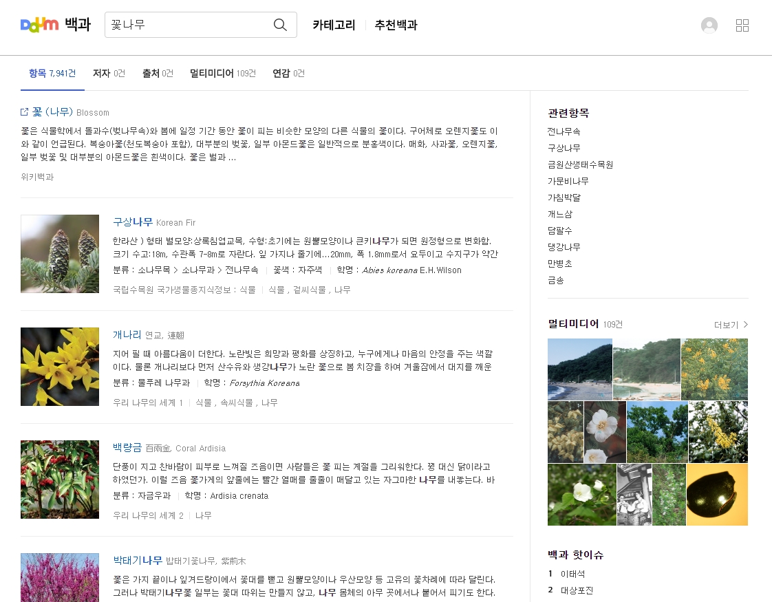 노란색과 분홍색 등 화려한 색감을 자랑하는 봄철 꽃나무의 상세 이미지