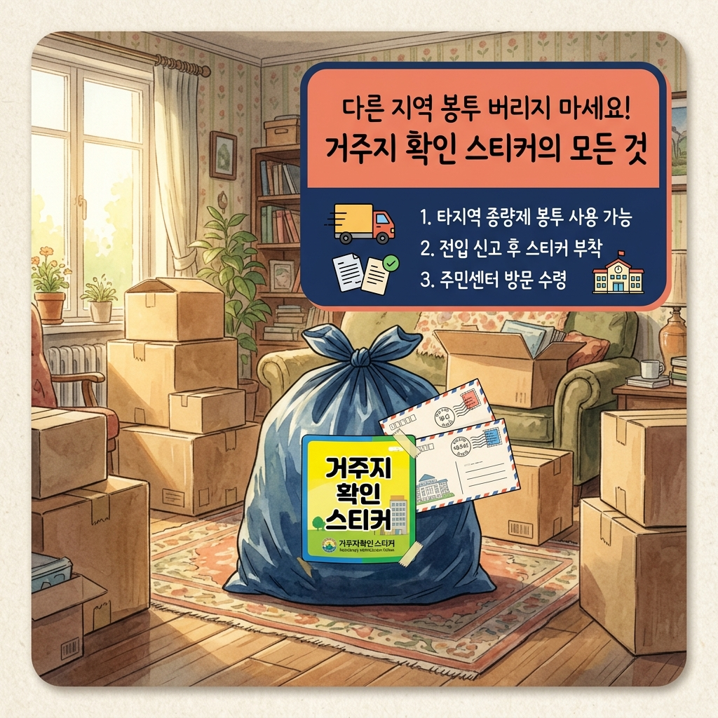 이사 후 타지역 종량제봉투 전입 인증 스티커 사용법 안내