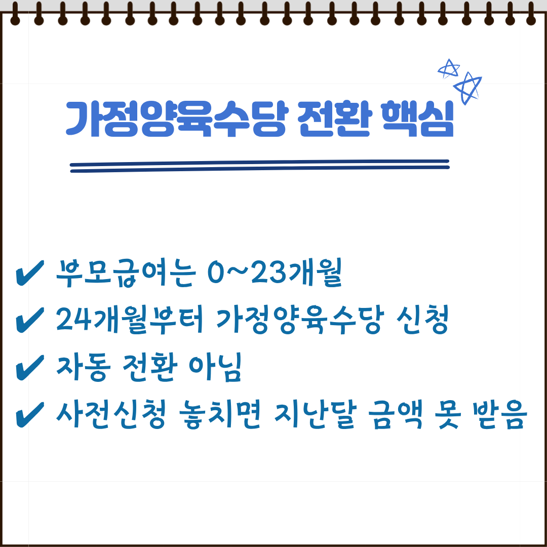 부모급여 종료 후 가정양육수당 전환 기준 요약