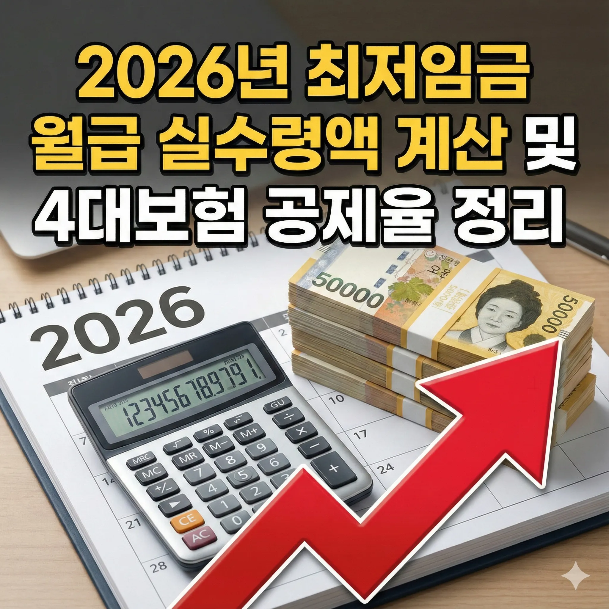2026년 최저임금 월급 실수령액 계산 및 4대보험 공제율 정리