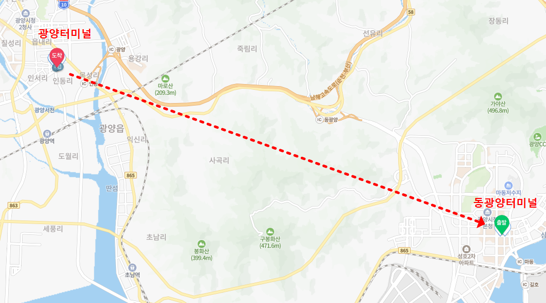 광양버스터미널 위치-지도