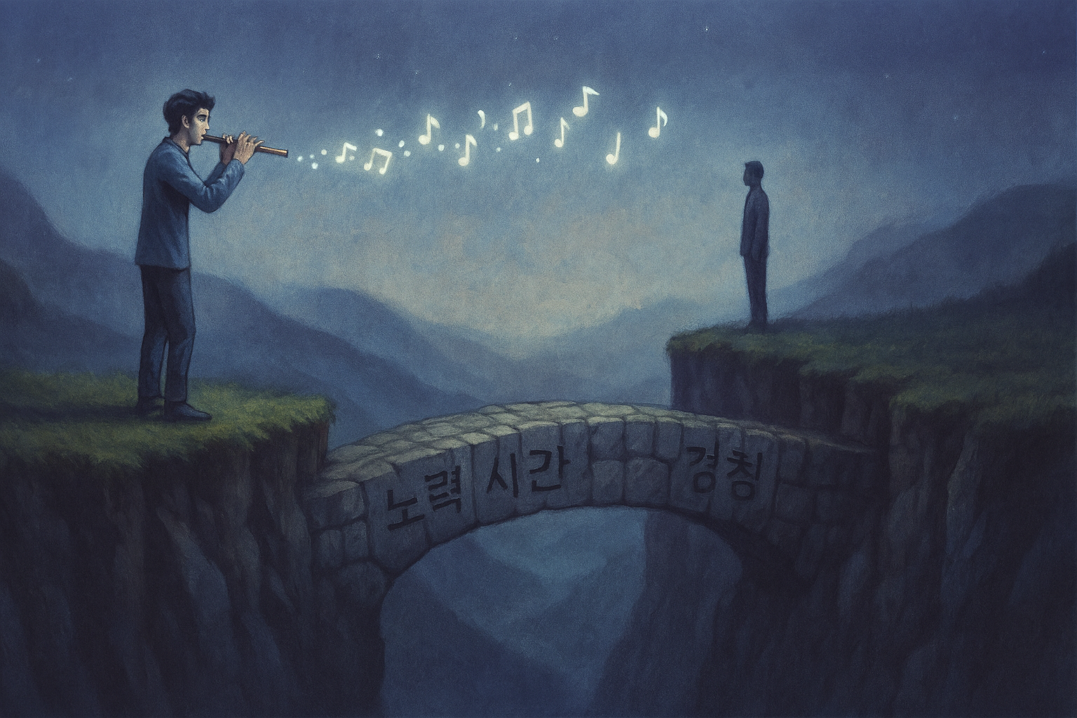 소통을 위해 피리부는 남자 이미지