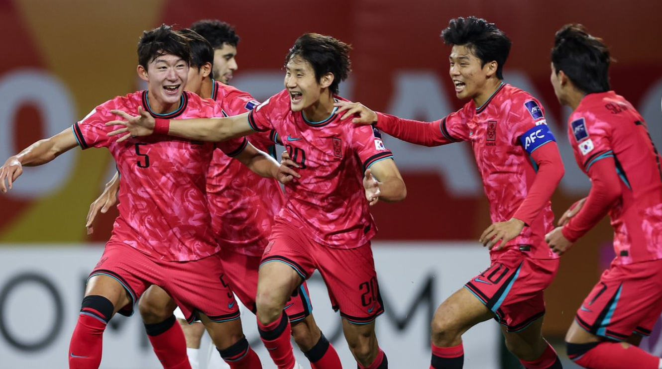 득점 후 환호하는 대한민국 선수들