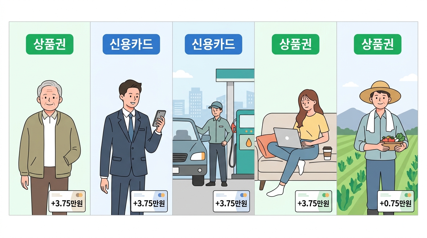 고유가 지원금 수령 방식 선택 시나리오 5가지 시니어 직장인 운전자 청년 시골 그리드