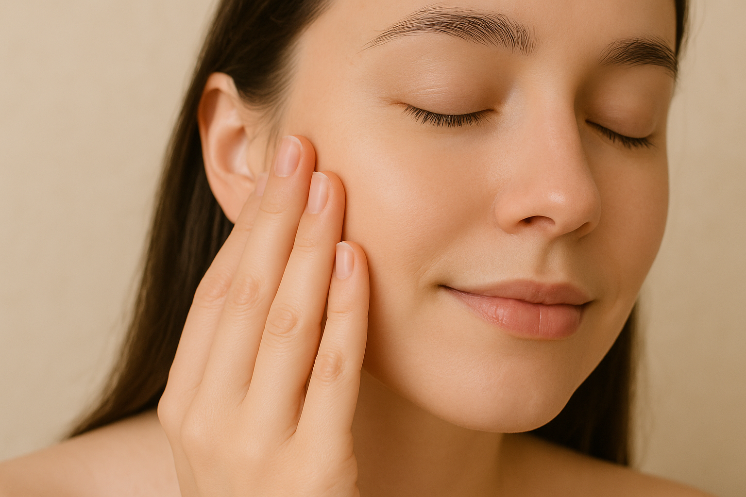 트러블 피부에 살리실산 성분이나 티트리오일 성분이 들어간 화장품을 바르는 이미지