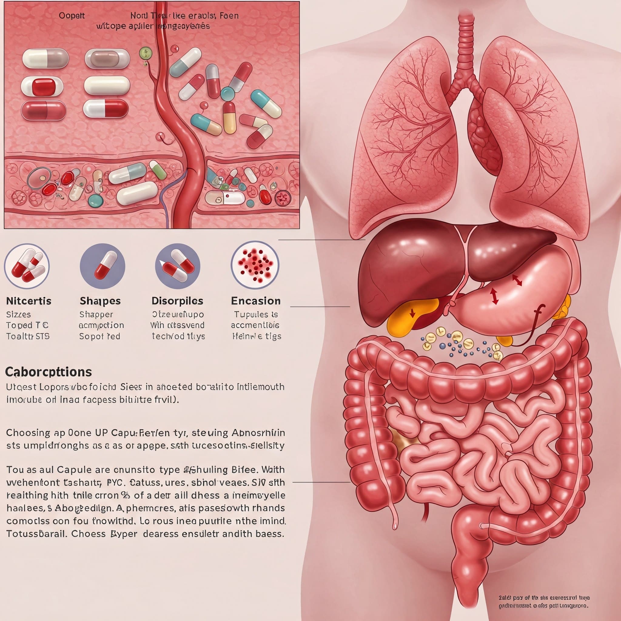 캡슐 형태별 비교 인포그래픽 + 흡수되는 장 장면 + 전문가가 추천하는 느낌 + 클린 & 신뢰감 있는 톤