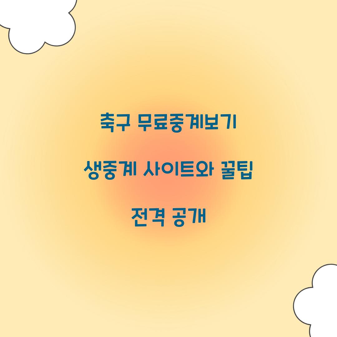 축구 무료중계보기