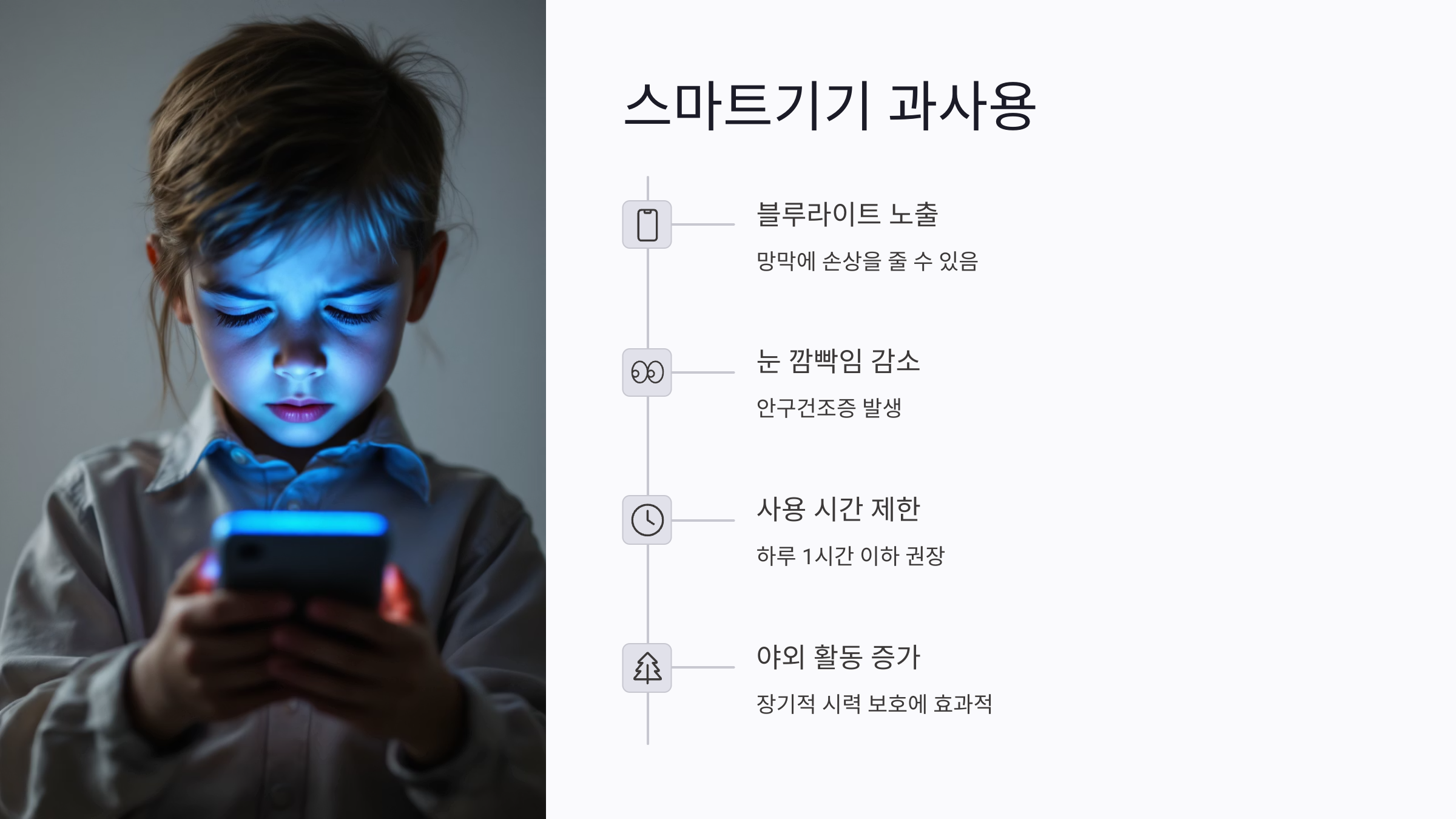 스마트기기 과사용이 초래하는 어린이 시력 손상