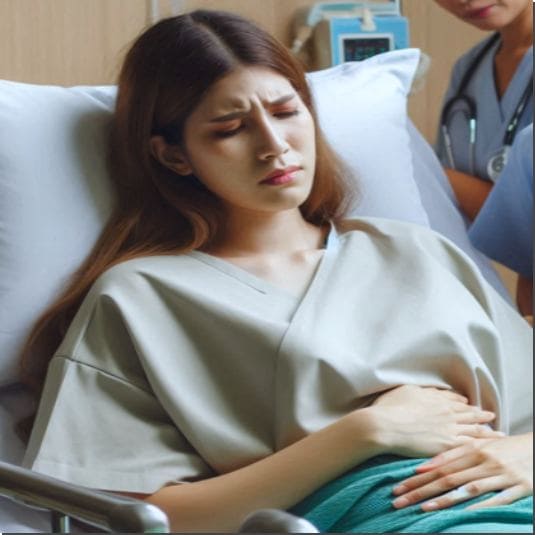 부정출혈의 치료, 부정출혈 증상이 심해 입원한 여성