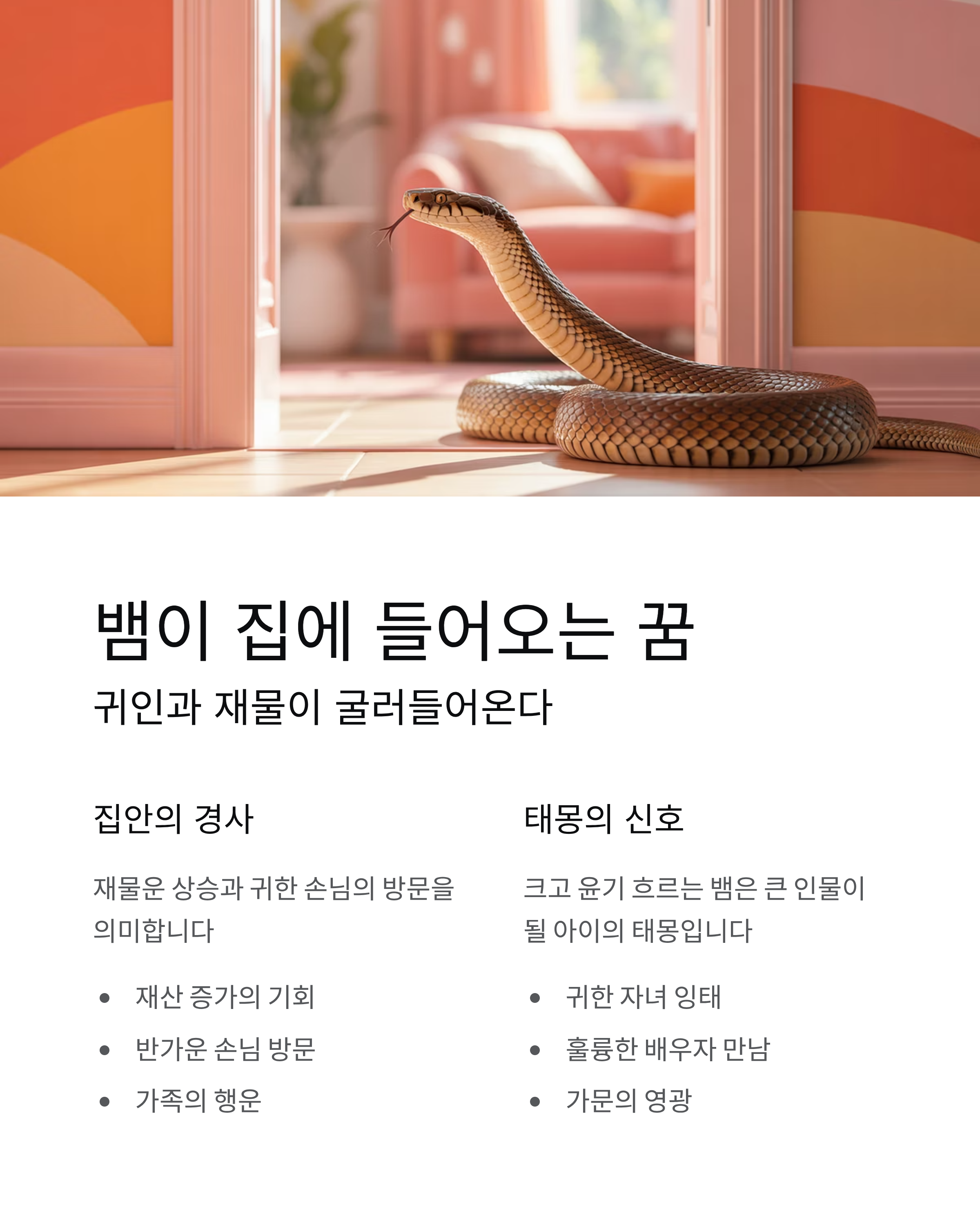 뱀 잡는 꿈 뱀 죽이는 꿈 뱀이 집에 들어오는 꿈 해몽 총정리! 로또 사야 할까?